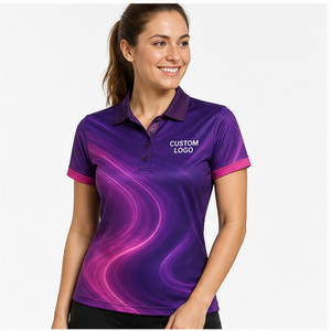 Custom Purple Magenta <b>Neon</b> Wave <b>Womens</b> Polo <b>Shirt</b> Quick Dry Breathable Short Sleeve Performance Golf Team Uniform WPS-0793 - Product Image 3