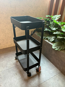 Lumetal Steel Lightweight Storage Cart Foldable Indoor Vietnam Home Furniture 3-Tier Movable Portable Kitchen Utility <b>Trolley</b> - Product Image 6