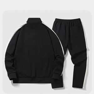 Unisex Tracksuit Set Solid Color Zipper Front Full Sleeve Casual Autumn Wear With Side Pockets Breathable Polyester Cotton - Product Image 4