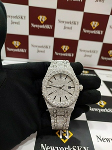 Reloj de Lujo para Hombre, 41 mm, Blanco, Completamente Cubierto de Diamantes Moissanite Redondos, Estilo Hip Hop Clásico, Elegante, para Regalo - Product Image 2