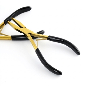 Pinza de crimpado de acero inoxidable premium para extensiones de cabello, de alta resistencia, con agarre de goma antideslizante, para micro/nano anillos e I-Tip, uso comercial. - Product Image 1