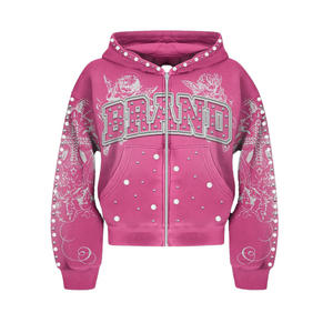 Sudaderas de algodón para invierno con estampado por sublimación, bordado, forro polar personalizado, con cremallera, extragrandes, transpirables, marca privada, venta al por mayor, envío rápido - Product Image 1
