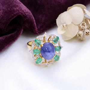 Wholesale 925 Sterling Silver Designer <b>Cocktail</b> <b>Ring</b> for Women Natural Kyanite Emerald Diamond Gemstones | IGI Certified Wedding - Product Image 5
