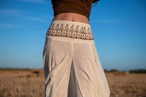 กระโปรงแม็กซี่ผ้าฝ้ายพิมพ์ลายบล็อกแฮนด์เมดสไตล์โบฮีเมียน  ทรงพลิ้วไหว  ลายชนเผ่า  ชุดฤดูร้อน  ของขวัญสำหรับเธอ - Product Image 3