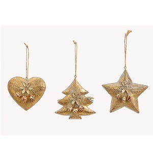 Farmhouse Golden Star Christmas Ornament with <b>Snowflake</b> Design Hanging <b>Decoration</b> for Home Holiday Decor Rustic Style - Product Image 3