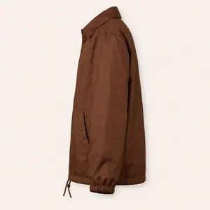 Veste de course pour homme avec logo personnalisé, marron forêt, imperméable, en polyester, écologique, légère, coupe-vent, patchwork géométrique - Product Image 4