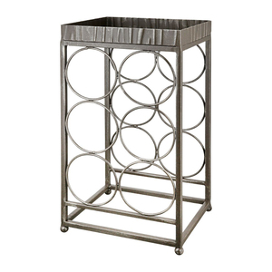 Estante para vinos de alambre de hierro independiente con mango de madera, soporte de metal para exhibición de vinos de sobremesa, acabado negro mate para almacenamiento en el hogar o bar. - Product Image 4