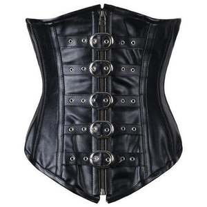 Women's Breathable Canvas Faux Leather Corset Gothic Bralette OEM Customizable Logo Bustier Body Shaping Crop Top - Product Image 1