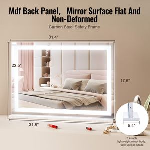 Specchio da Trucco LED con Ingrandimento 5X, Alimentazione USB, Tre Modalità di Illuminazione, Controllo Touch Intelligente, Design Grande - Product Image 5