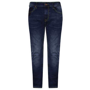 Jeans en denim streetwear pas chers pour hommes, coupe droite, respirants, écologiques, délavage foncé, taille mi-haute, doublure polaire, automne-printemps - Product Image 2