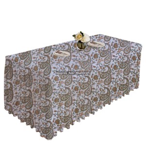 New Pleated <b>Tablecloth</b> 100% Cotton Handmade Block Print Modern <b>Rectangle</b> Washable Table Cover For Home Decor Use - Product Image 4