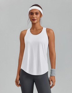 Débardeur pour femme, écologique, respirant, à séchage rapide, en tissu extensible Spandex/Polyester, décontracté, avec nœud décoratif, pour l'été - Product Image 1