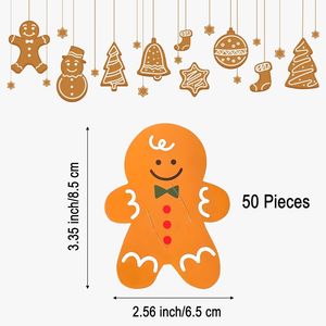 Decorazioni Natalizie per Tavola, 50 Pezzi di Cartoncini a Forma di Lecca-lecca di Pan di Zenzero, Decorazioni Creative Fai-da-Te per Feste - Product Image 1