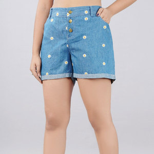Shorts de Mezclilla para Mujer, Estilo Minimalista, Moda Urbana, con Detalle de Impresión Láser, para el Verano - Product Image 4