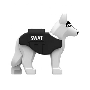 MOC ville militaire animaux Police chien blocs de construction SWAT <span class=keywords><strong>Mini</strong></span> figurines gilet pour animaux de compagnie accessoires briques jouets - Product Image 4