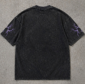 T-shirt graphique vintage délavé à l'acide pour homme, 100 % coton, coupe oversize streetwear, imprimé vieilli, coupe carrée, vêtement décontracté rétro - Product Image 2
