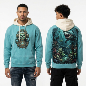 Sudadera con Capucha Verde Salvia para Hombre, Diseño Gráfico Gótico Natural Personalizado, Lavado Vintage, Oversize, Estilo Urbano, Fabricante - Product Image 6