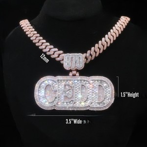 Rose Gold Plated Hip Hop <b>Pendant</b> With <b>Crystal</b> Rhinestone C5DD 870 Chain Necklace For Men 3.5 Wide 1.5 Height - Product Image 1