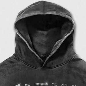 Sudadera con Capucha Extra Grande para Hombre, Personalizada con Letras y Cruz de Pedrería, Popular, de Alta Calidad, con Hombros Caídos, Lavada - Product Image 5