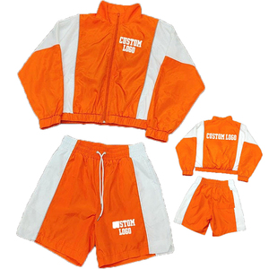 Ensemble de survêtement personnalisé pour hommes, veste coupe-vent en nylon zippée et short, pour la course et les sports de plein air, toutes couleurs, avec logo personnalisé - Product Image 1