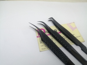 New Customize Handle Design Black Plasma Eyelash Tweezers Custom Logo Sharp Fine Tip Hand <b>Tested</b> Volume L shape EyeLash Tweezers - Product Image 6