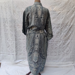 Premium Quality Woolen Kimono With Belt Tie Waist, Short Sleeve Body Wrap Long Kimono Winter <b>Comfy</b> Sleepwear Women Clothing - Product Image 4
