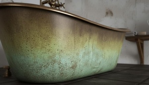 Bañera de cobre grabada, bañera de cobre lisa, bañera de cobre con patrón, bañera de cobre texturizada, bañera de cobre martillada a mano, bañera decorativa - Product Image 3