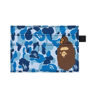 Cartera Porta Tarjetas Unisex BAPE con Diseño de Camuflaje Azul y Estampado de Cabeza de Mono, Estilo Hip-Hop - Product Image 1