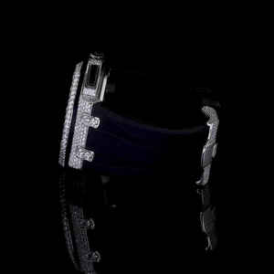 Stainless Steel Luxury <b>Men's</b> Fashion Business Moissanite <b>Square</b> Cut Art Deco <b>Watch</b> Custom Design Full Diamond VVS Glass Dial - Product Image 3