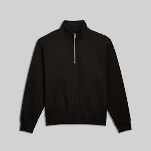 เสื้อสเวตเชิ้ตแขนยาวแบบซิปครึ่งตัว ไซส์ใหญ่ ผ้าฝ้าย 100% สีดำล้วน สำหรับผู้ชาย สวมใส่สบายๆ ขายส่ง - Product Image 2