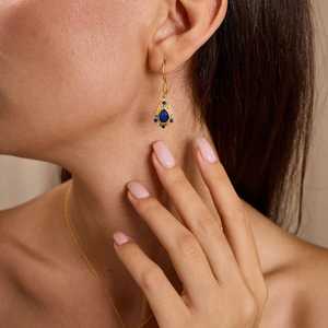 Pendientes de circonita y zafiro, plata de ley 925, chapados en oro de 14 quilates, joyería de piedra de nacimiento de septiembre para mujer, regalo - Product Image 4