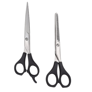 <b>Barber</b> Hair Cutting Straight Sharp Texturizing Shears <b>Set</b> Black Handle Professional Stainless Steel Salon Hairdressing - Product Image 2