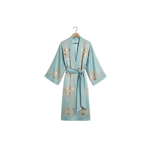 Kaftans longs pour femmes avec détails lacés, imprimé personnalisé, col en V, manches longues, coupe ample, style musulman traditionnel - Product Image 1