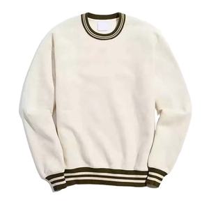 Sweat-shirt pour homme de qualité supérieure, surdimensionné, à blocs de couleur, à rayures, col côtelé, col rond, broderie, pull à côtes - Product Image 1