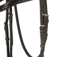 Bridon d'équitation anglais noir en cuir véritable, design moderne, confortable, anatomique, léger, de haute qualité, pour dressage.