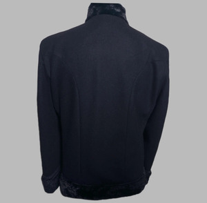 Chaqueta Bomber Gótica Negra para Hombre, Doble Botonadura, Cuello Alto de PU, Forro de Piel Sintética, Cierre de Botones Bordados, Corte Ajustado, Ropa de Invierno - Product Image 4
