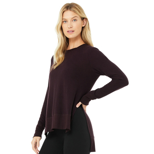 Haut de sport à manches longues et col rond pour femme, tissu extensible doux, coupe asymétrique, idéal pour le yoga, le fitness et la course à pied - Product Image 2