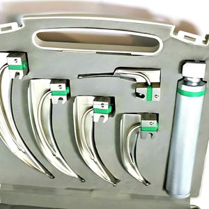 Ensemble de laryngoscopes électriques à fibres optiques Macintosh, 5 lames courbées en acier inoxydable, certifié CE ISO, OEM ODM, pour intubation ORL - Product Image 1