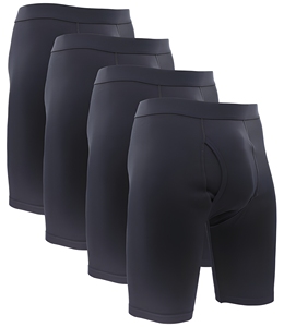 Men Boxer Briefs 4-Pack Solid Color Mid-Rise Breathable Knitted <b>Underwear</b> Long Opening Plus Size <b>Sports</b> Shorts - Product Image 5