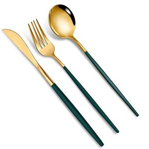 Ensemble de couverts en acier inoxydable miroir de qualité supérieure, couteau, cuillère et fourchette, vaisselle pour mariage et hôtel - Product Image 1