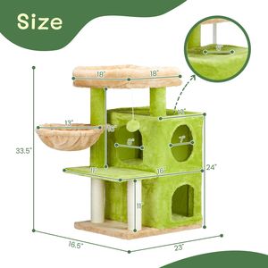 33 pollici giallo verde doppio strato albero gatto altoparlante stile condominio amaca Sisal tessuto di arrampicata per interni graffiante gioco - Product Image 4