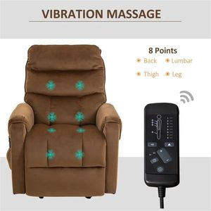 Brown Velvet Power Lift Recliner Chair with Vibration Massage & Remote Control Premium Comfortable Recliners - Product Image 6