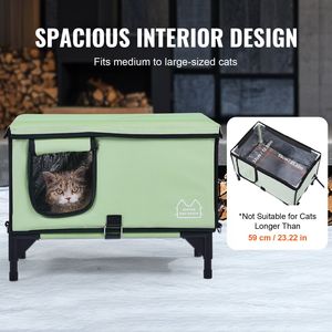 Casa para Gatos Plegable de Tela Oxford 900D, Refugio Elevado y Calefactado para Gatos con Temporizador de Temperatura Ajustable, Mueble Cuboide para Mascotas - Product Image 6