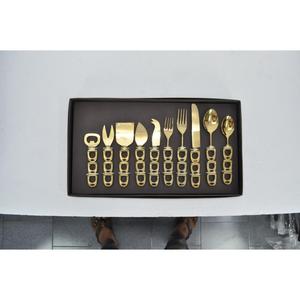 Juego de Cubiertos Decorados en Oro de 5 Piezas, Juego de Cuchillos para Queso Artesanales de 5 Piezas, Juego de Cubiertos de Lujo en Caja de Regalo Dorada de 10 Piezas - Product Image 1