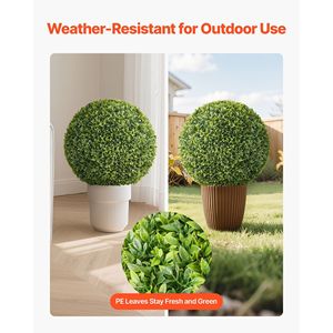 Palla Topiaria Artificiale da 23 Pollici Facile da Montare, Pianta Finta di Bosso dall'Aspetto Realistico, Albero in Seta Sintetica per Decorazioni Esterne e Portico Anteriore, Confezionata - Product Image 3