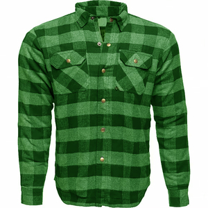 Camisa de Franela a Cuadros para Hombre, Manga Larga, Negra y Gris, con Botones, Doble Bolsillo, para Otoño - Product Image 1