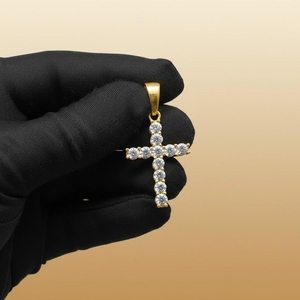 Pendentif croix religieuse chrétienne en moissanite, plaqué or 18 carats, argent 925, style hip hop, bijoux pour femmes - Product Image 3