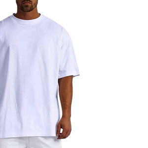 Oversized Knitted 100% Cotton Solid Short Sleeve Men's Streetwear Hip Hop Blank Acid Wash Front Custom Logo Heat-Transfer - Product Image 3