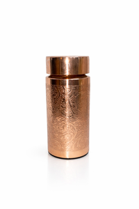 Copper Water Bottle Floral Pattern Screw-On Lid Reusable Travel <b>Mug</b> Traditional Chinese Design Single Wall Metal - Product Image 3