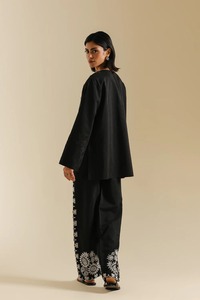 Gilet en coton brodé noir pour femme, style ethnique décontracté, coupe courte, style indien pakistanais, coupe régulière, toutes saisons - Product Image 3